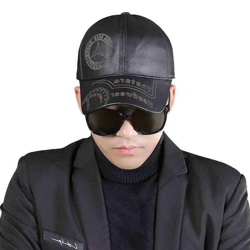 Tax excluded, add at checkout if applicable Fashion Men Genuine Cowhide Baseball Cap Casual Real Leather Hat Autumn Wint Z260313