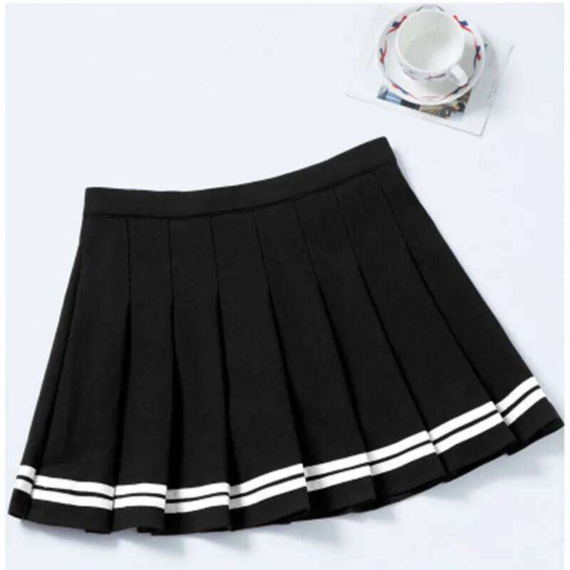 High Women's Skirts Striped Pleated Elastic Waist Female Sweet Dance Plaid Mini Korean Style Sexy Skirt Z260314
