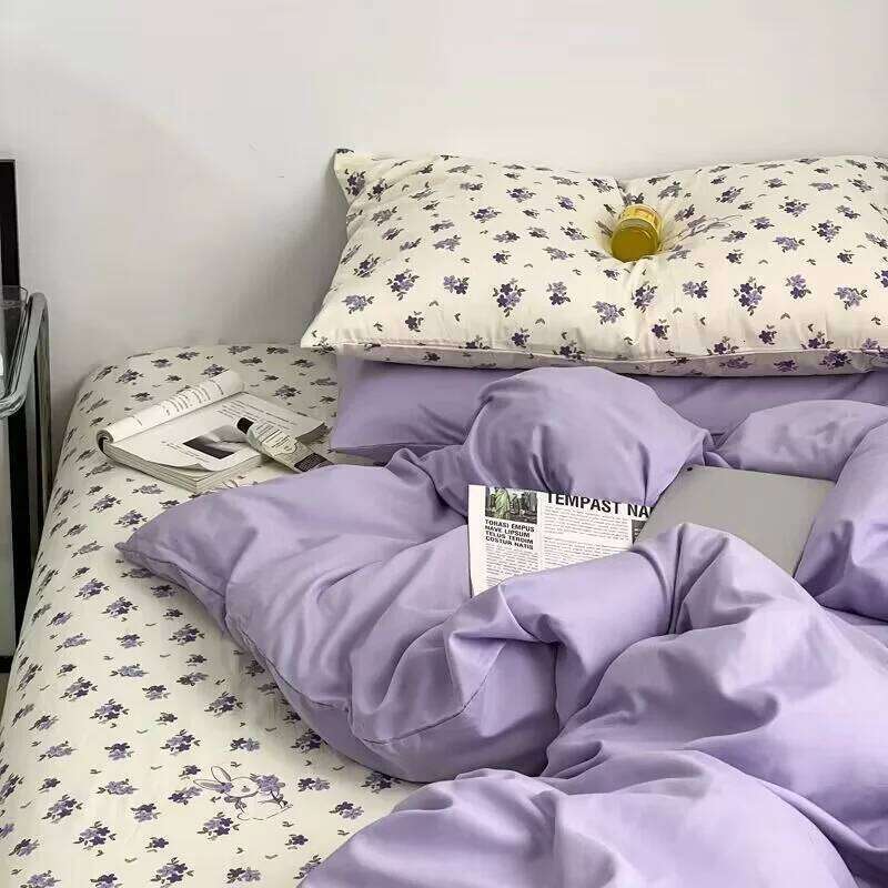 ins Nordic style floral bed sheet four-piece set quilt cover universal for four seasons single dormitory three-piece bedding H260312 - view 3