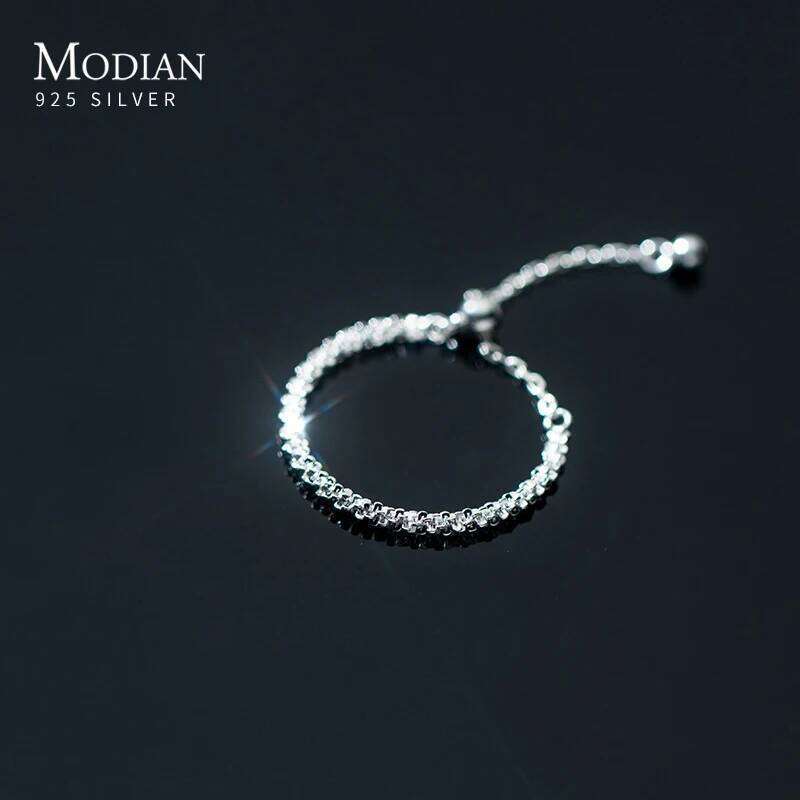 Modian 2021 New Real 925 Sterling Silver Dazzling Cute Adjustable Chain Finger Rings For Women Wedding Jewelry Accessories Anel H260312