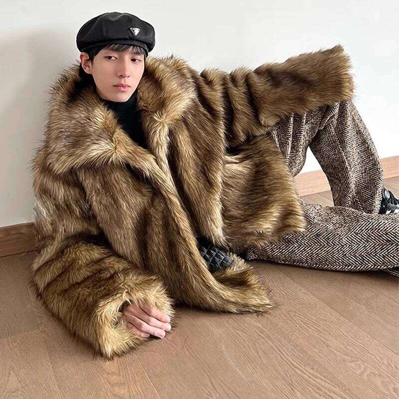 Men's fur raccoon short coat Wolf hair casual warm personality jacket Z260313