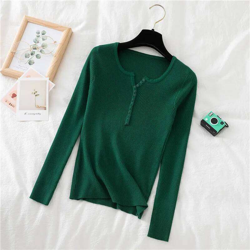 2025 Autumn Winter Skinny Elastic Knitted Shirt Women Pullover Sweater Female Long Sleeve Slim Knit Bottoming Knitwear Tops Z260313