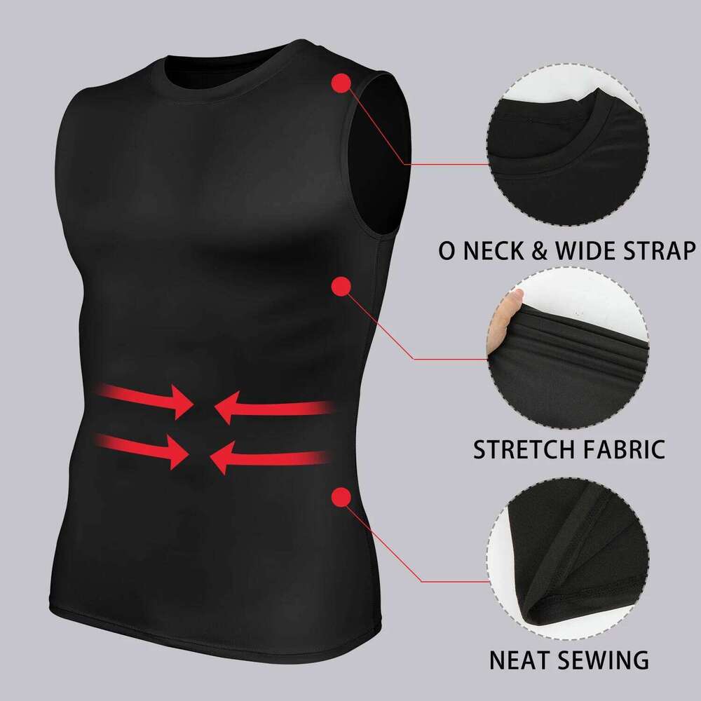 Men Compression Tank Top Tummy Control Sleeveles Fitness Shirts Slimming Belly Stomach Body Shaper Vest Gym Clothing 26Y0313