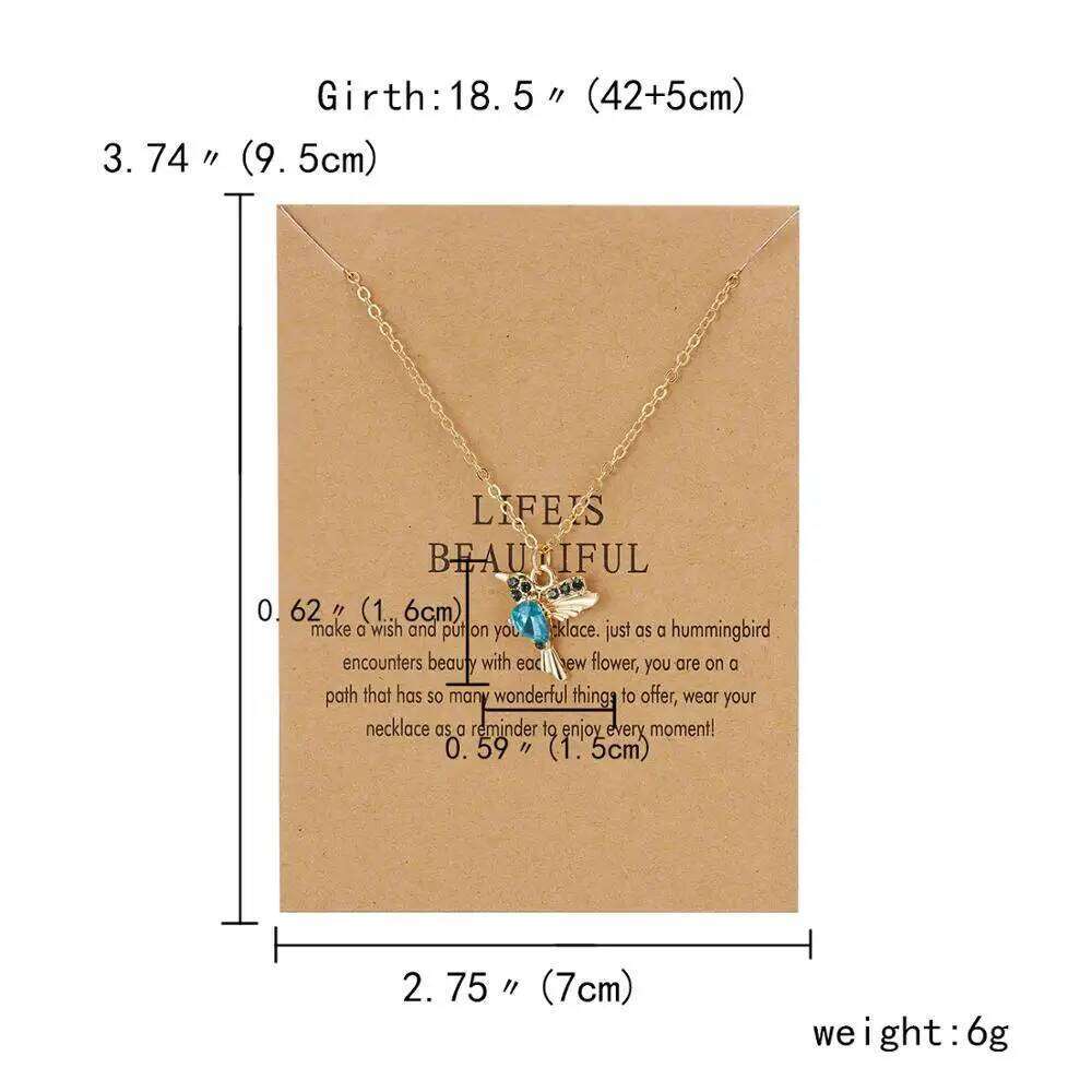 New Crystal Animal Hummingbird Necklaces For Women Fashion Jewelry Gold Color Chain Birds Pendant Choker Collares Joyeria Mujer H260312
