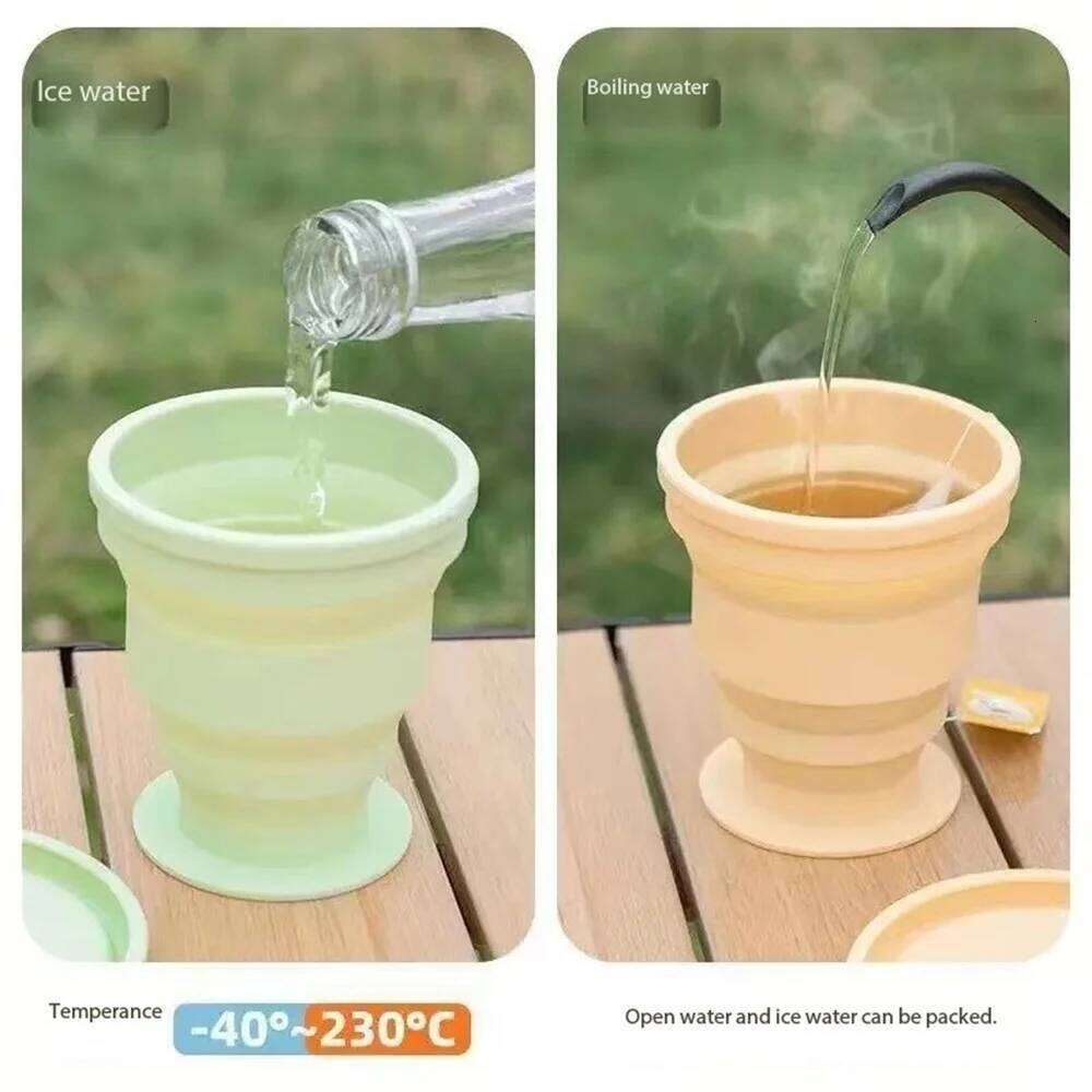 200 ml foldable silicone with lid, camping, expandable drinking cup set, reusable, suitable for backpacking Z260314