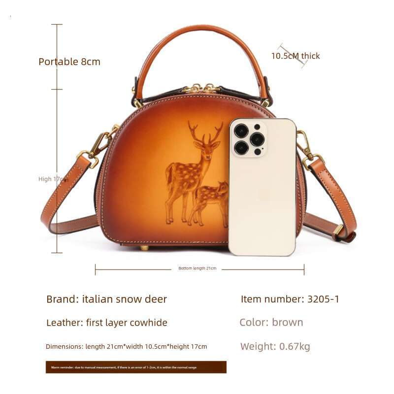 Luxury Vintage Crossbody Women S Bag New Model With Deer Embossed Design Genuine Leather Handbag Top Layer Cowhide Chinese Style Artistic Shoulder Dum