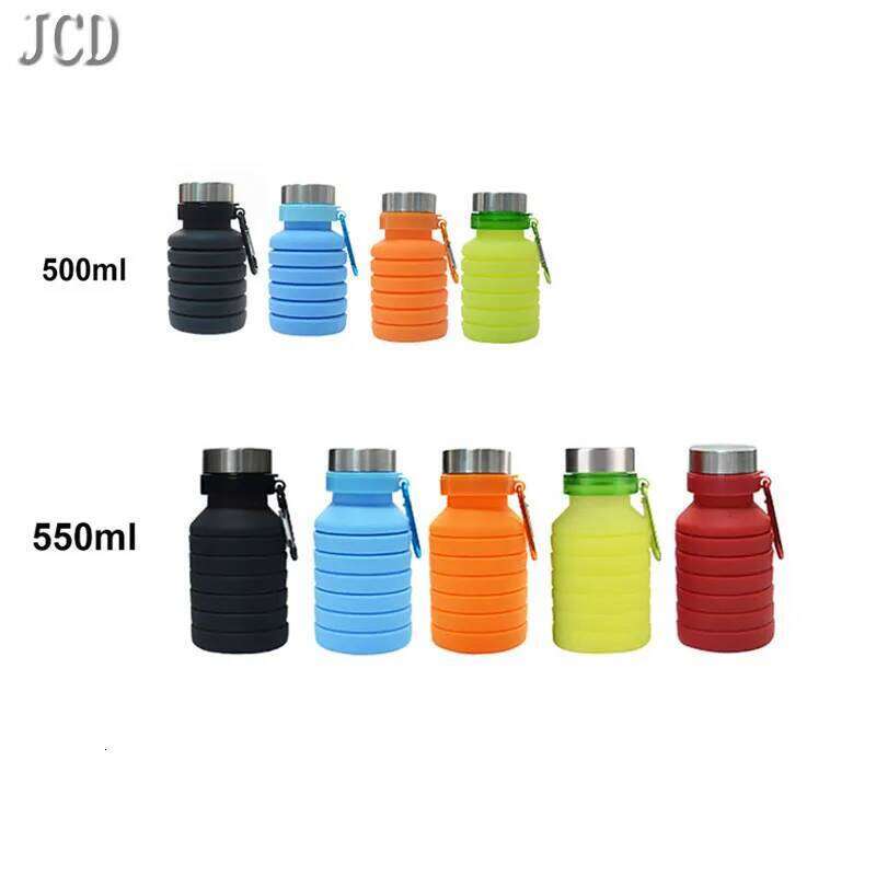 Food Grade Silicone Foldable Cup Outdoor Sports Travel Running Fitness Portable Water BottleCup with Mountaineering Buckle Z260313
