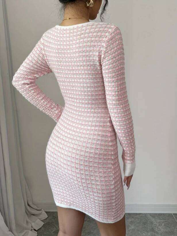 Elegant Ladies Knitted Spring Autumn Versatile Sweater Dress Stylish Women's Fashion Comfortable Fit Clothing Z260314