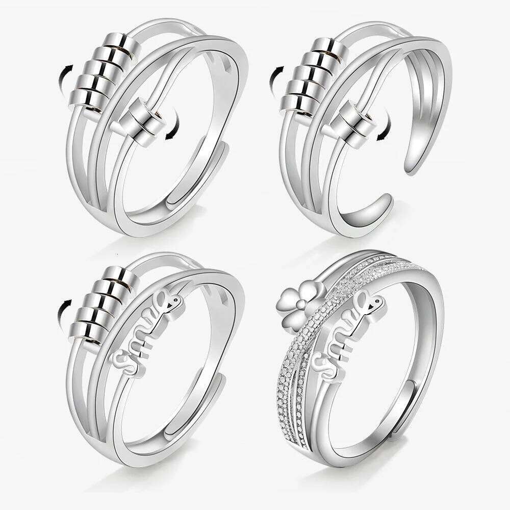 Anti Stress Anxiety Silver Ball 925 Women Men Spinner Fidget Rings Vintage Gold Couple Anillos Jewelry Free Shipping Gift H260312