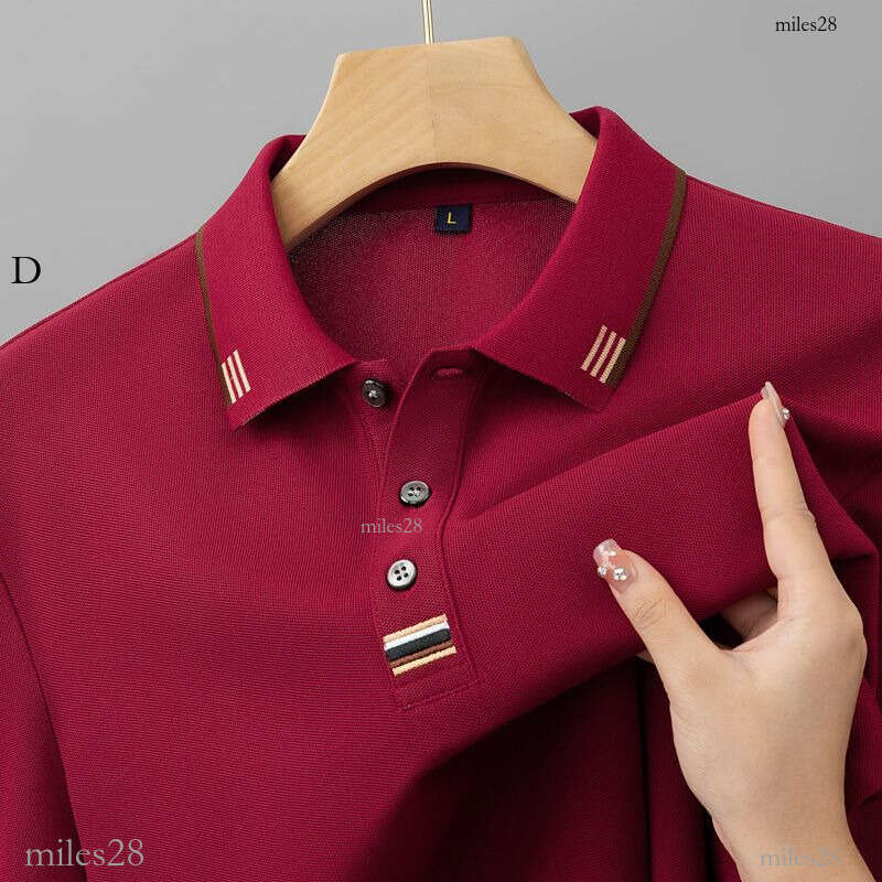 100% pure cotton summer men's short-sleeve POLO shirt, new style T-shirt, loose fit, turn-down collar, red clothing for middle-aged dads