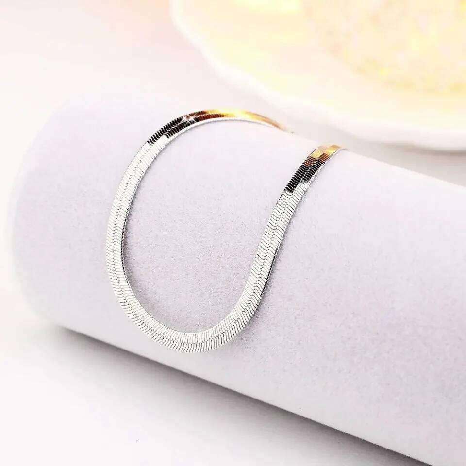 new arrive 925 Sterling Silver 4MM Chain Bracelet for Women Men Blade Fashion Wedding Fine Jewelry Christmas Gift 8inches Z260313