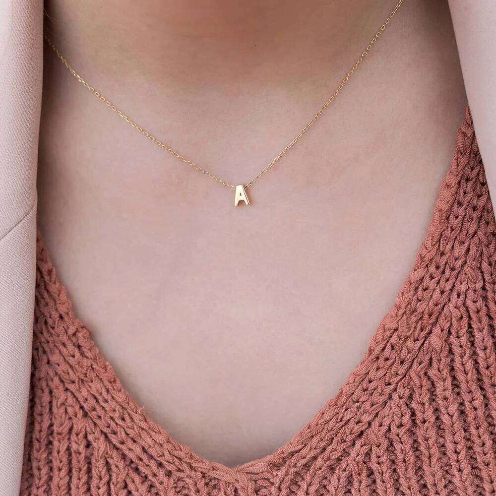 FSUNION New Arrival Fashion Tiny Initial Necklace Gold Silver Color Cut Letters Single Name Choker For Women Pendant H260312