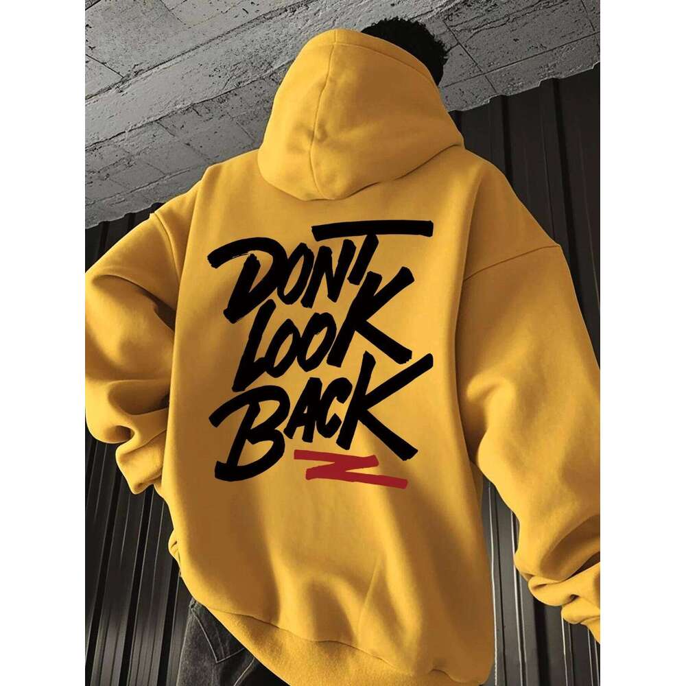 2025 Back Label "No Longer Looking Back" New Men's Pullover Long-sleeved Drawstring Hooded Sweatshirt Z260314