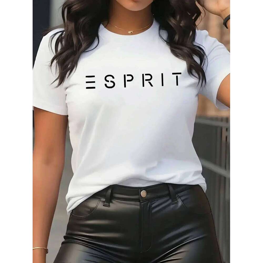 WomenS Graphic Casual Crew Neck Short Sleeve T-Shirt with Letter Everyday Tshirt Bold Print Tee Z260314