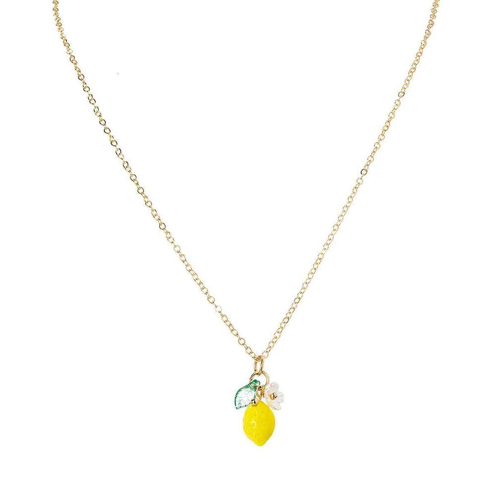 1 exquisite cute resin lemon flower pendant necklace, simple and versatile, fruit collarbone chain, neck chain H260312