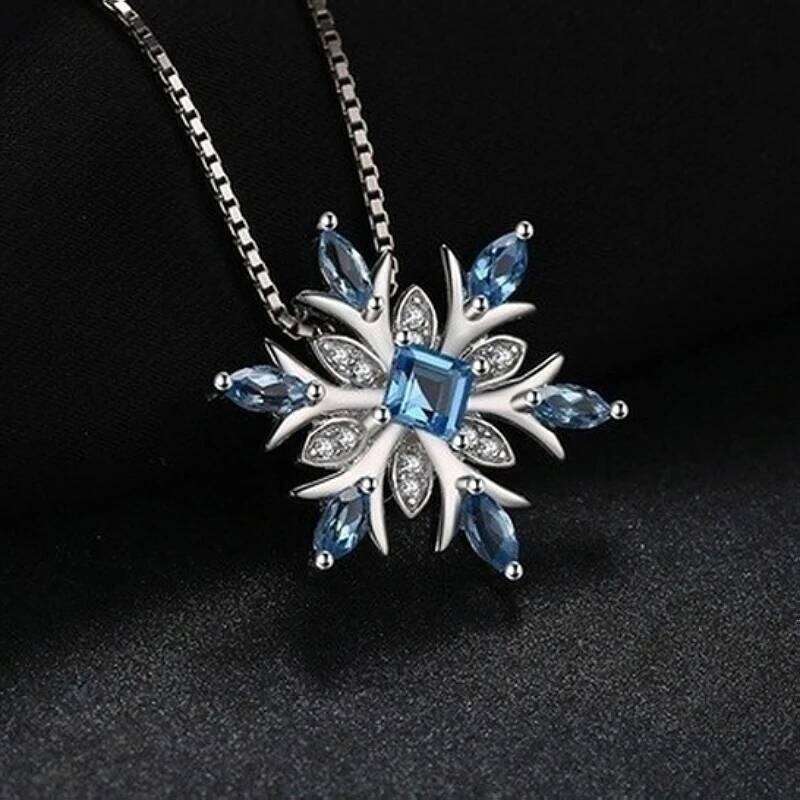Exquisite Fashionable Income Blue Jewelry Lady Necklace Santa Snowflake Lucky Guardian Pendant Halloween Auspicious H260312