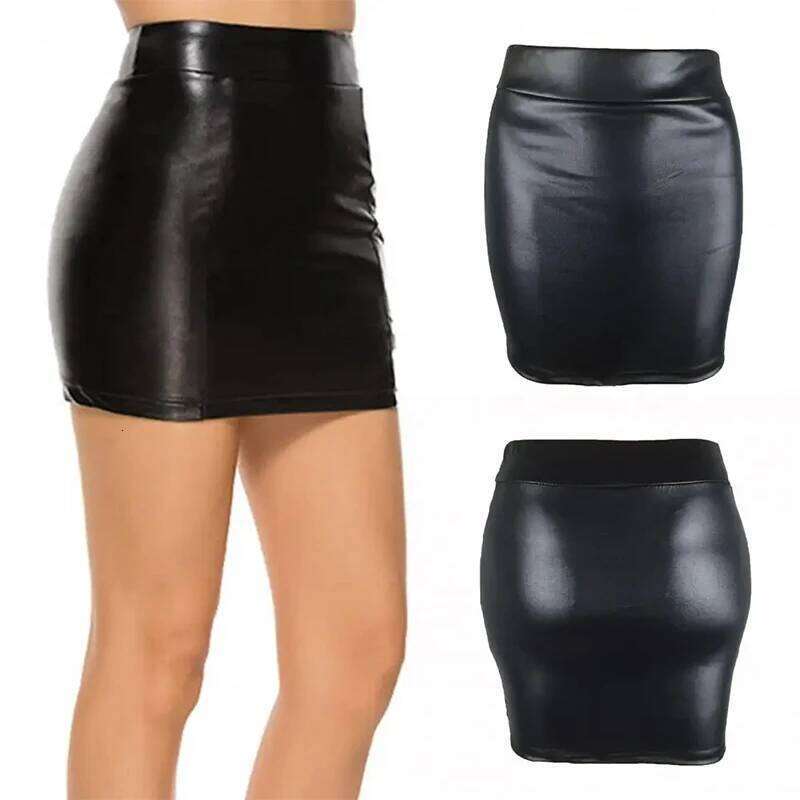 High-waist Tight Hip-hugging Skirt, Sexy Imitation Leather Hottie Skirt Z260314