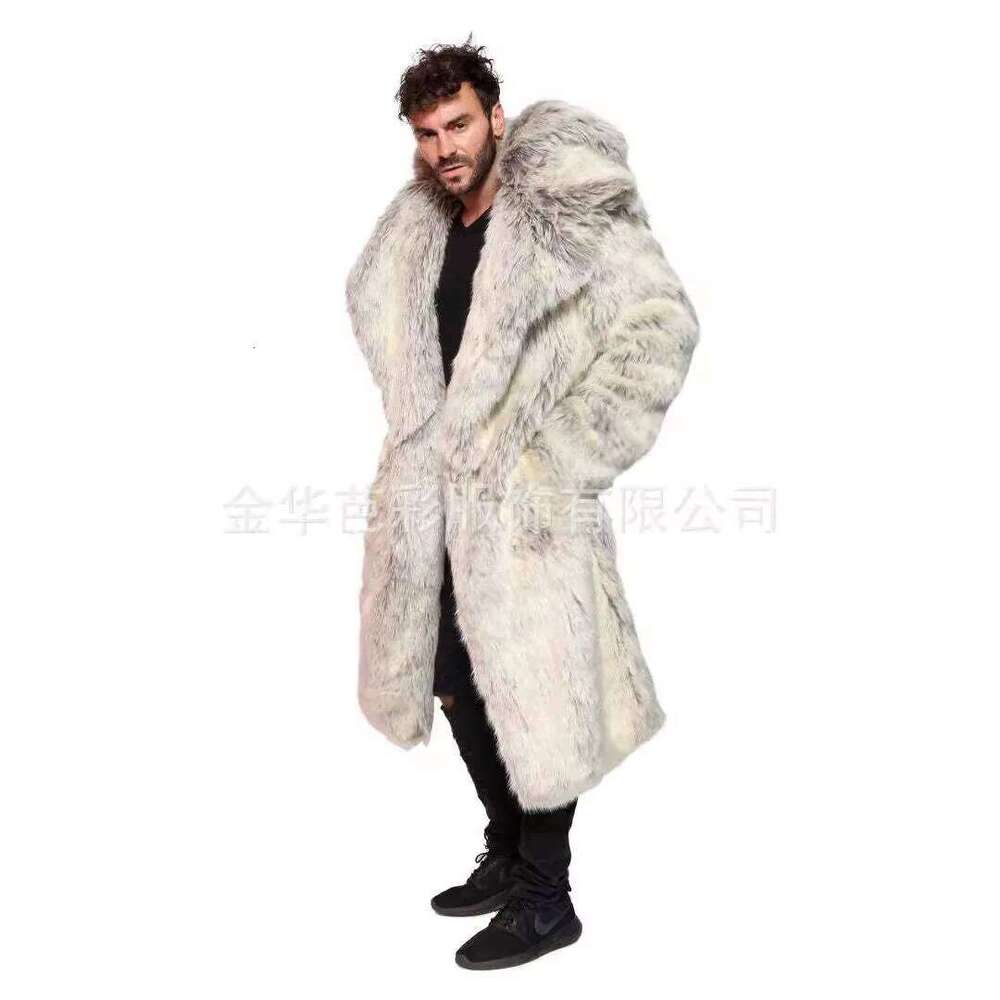 Thick Faux Men Turn Down Collar Fur Coat Cardigan Outerwear Windbreaker Spliced Solid 2025 Winter Pockets High Street Z260313