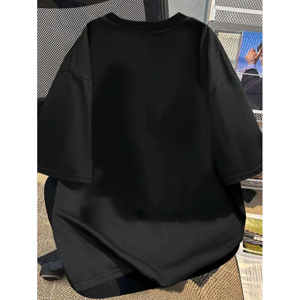 Simple Bear Print Short-sleeved T-shirt Casual Versatile Style Suitable for Women's Daily and Outing Wear Z260314