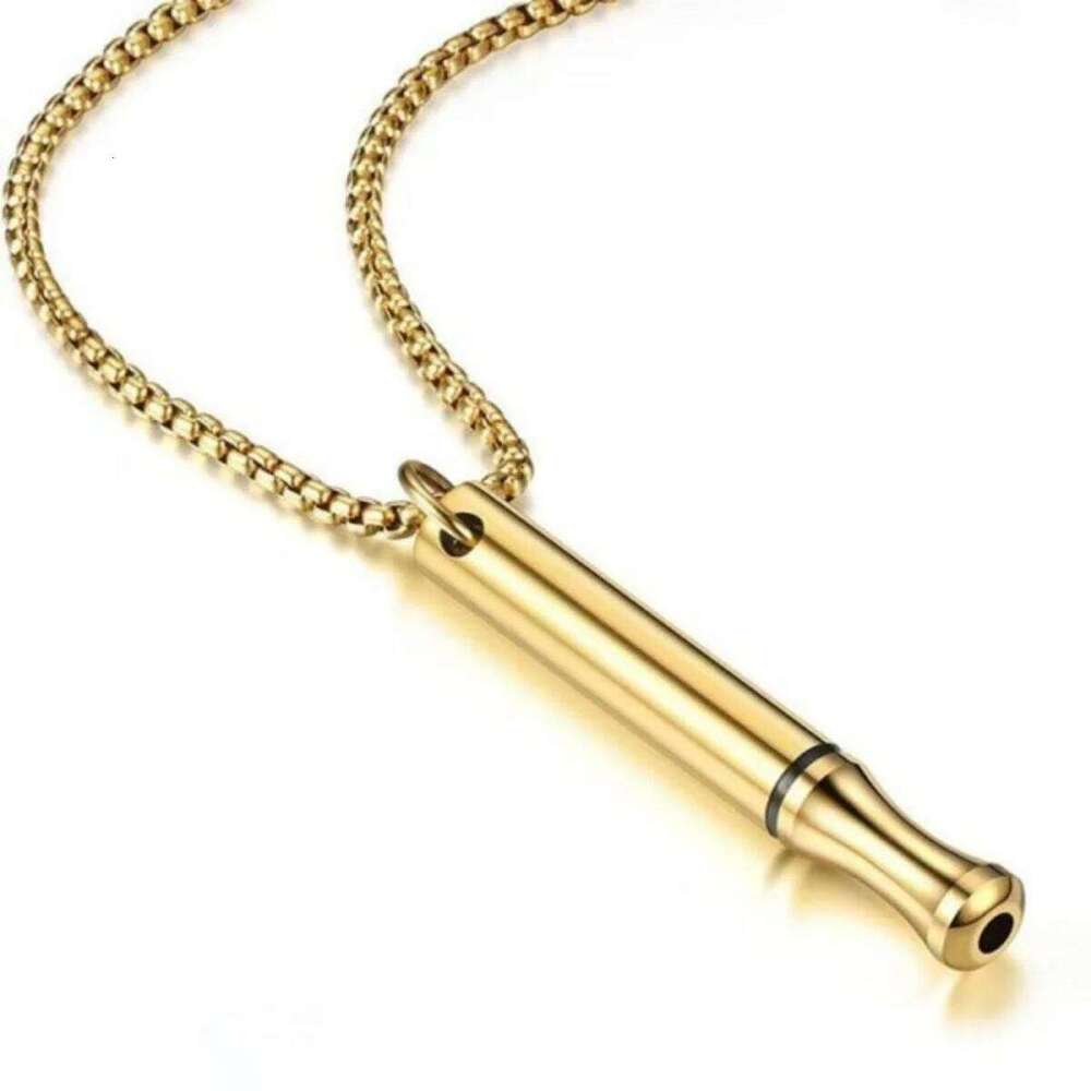 Stainless Steel Whistle Shaped Pendant Necklace For Women Men Relieve Stress Anti Anxiety Quit Smoking Choker Meditation Jewelry H260312