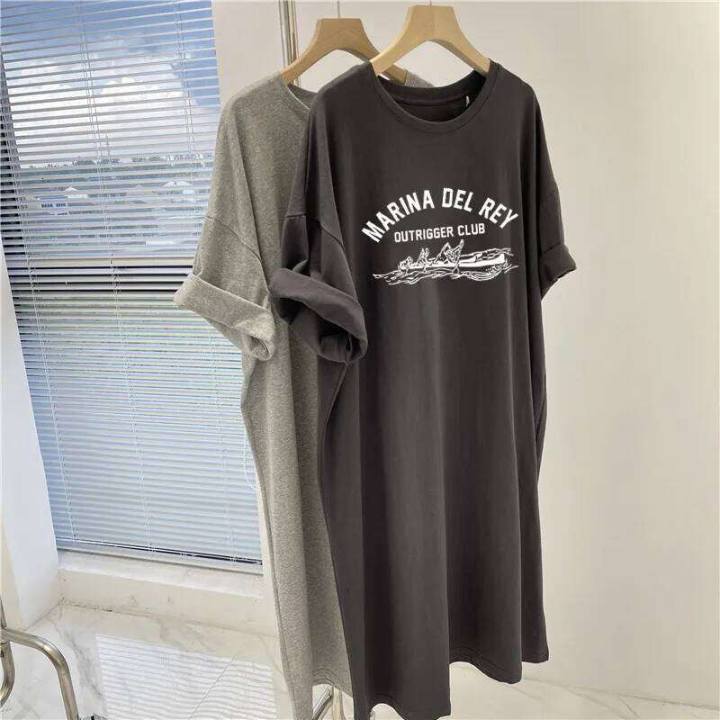 M-4XL Summer Plus Loose Printed Short Sleeve Dress for Women