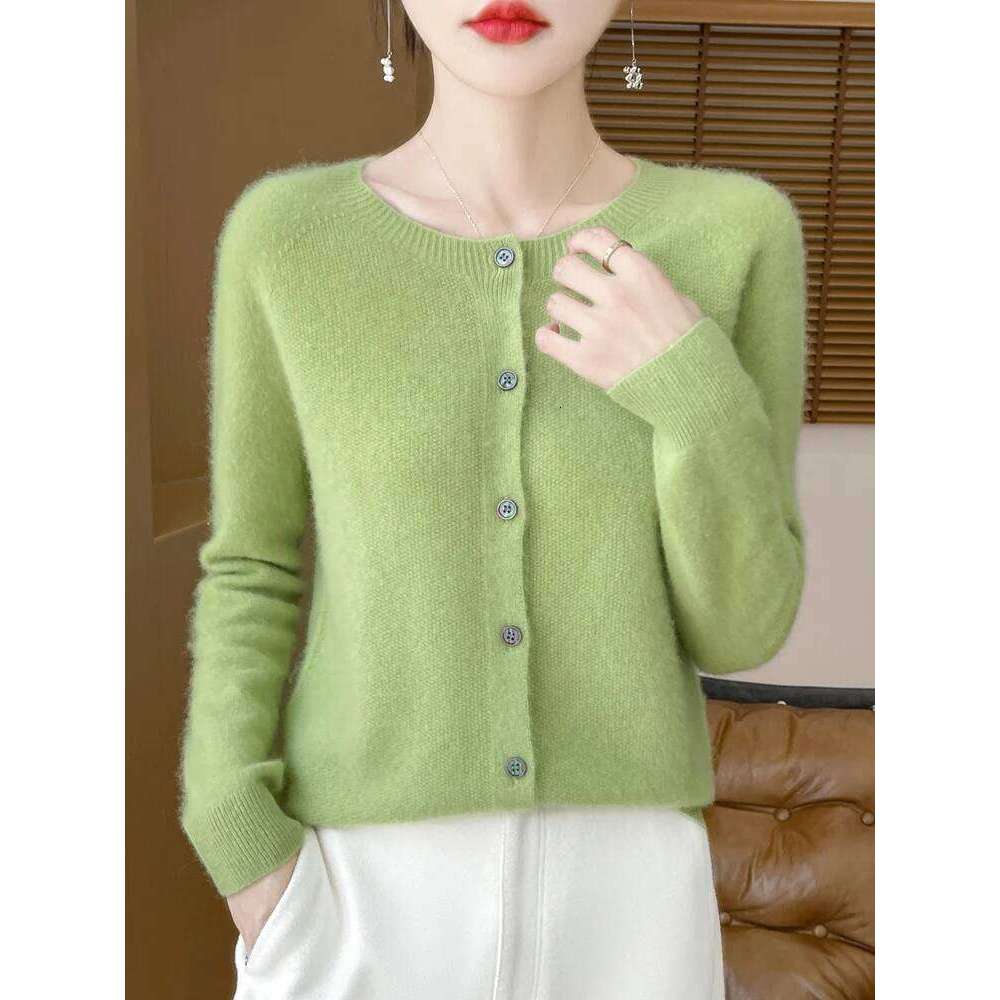 2026 Woman Clothing Soft Warm Solid Color Cardigan Autumn Winter Basics 100% Merino Wool Knitwear Grace Casual Lazy Top Classic Z260313