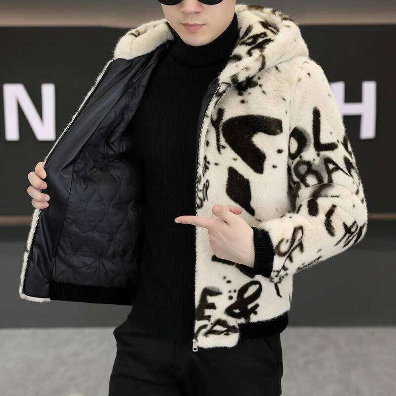 Winter Hooded Thick and Warm Faux Mink Fur Casual Jacket Fashion Business Social Outdoor Coat Men Clothing Z260313