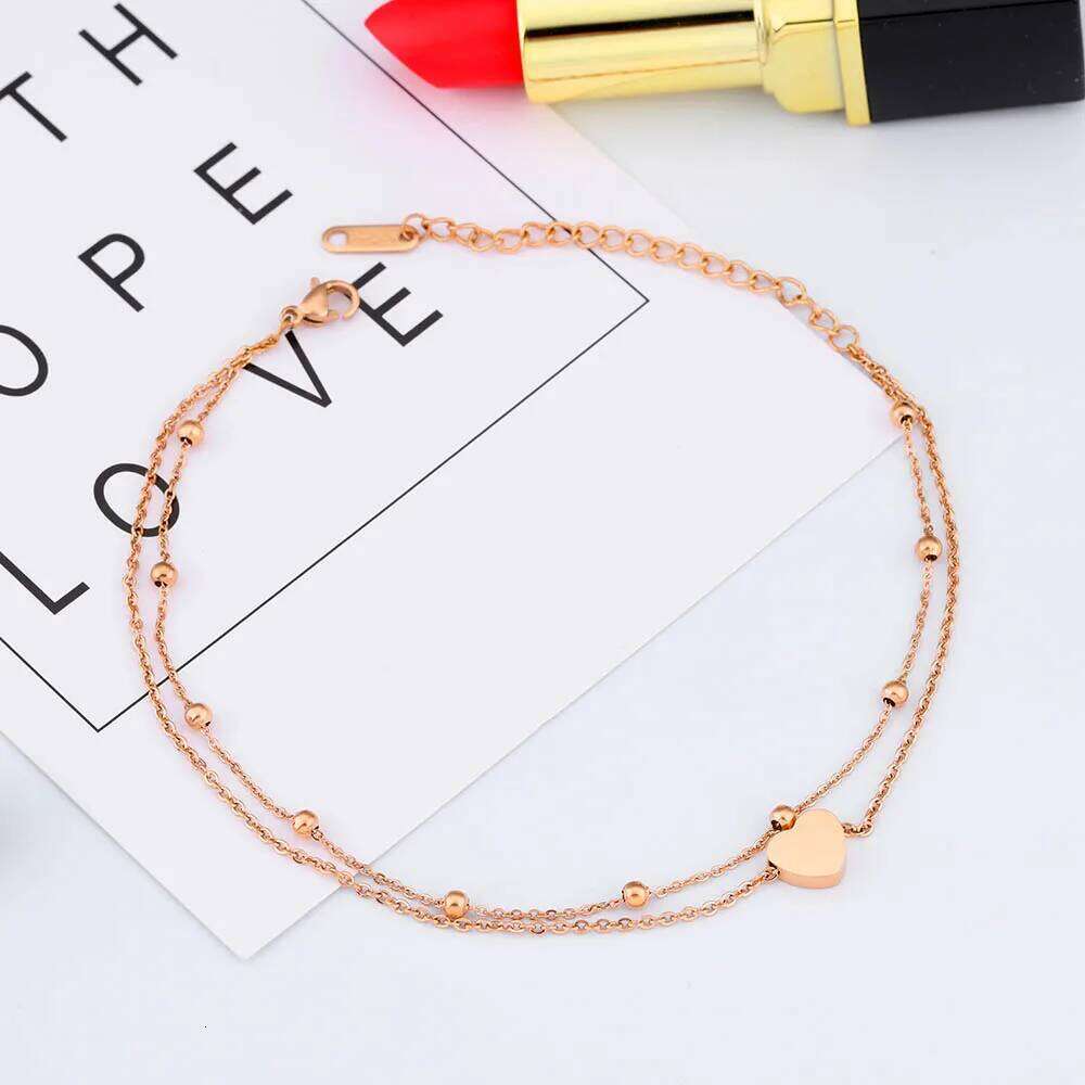 Lokaer Fashion Bohemia Double Layer Stainless Steel Heart Charm Bracelets For Women Rose Gold Plated Chain Link Bracelet B18197 Z260313