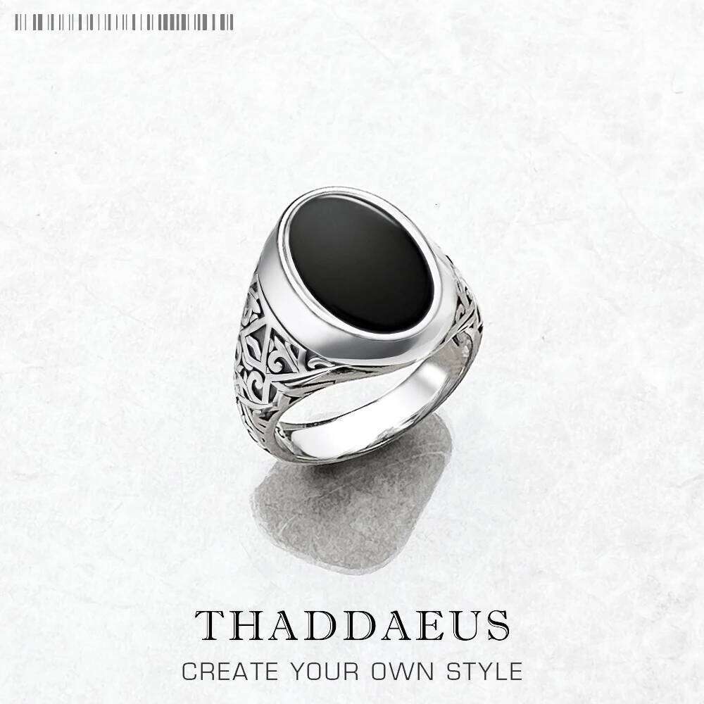Black Oval Signet Ring Europe Style Fine Jewelry For Women Men Summer Brand New Vintage 925 Sterling Silver Gift H260312