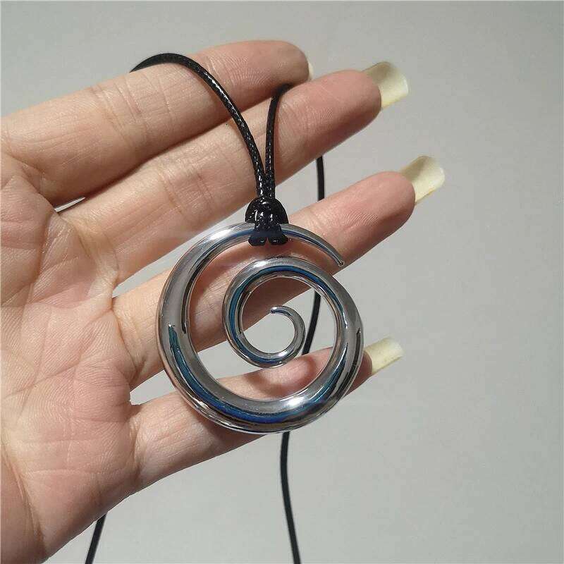 Silver Color Metal Spiral Vortex Irregular Geometric Rope Flower Pendant Adjustable Snake Chain Necklace For Women Jewelry H260312