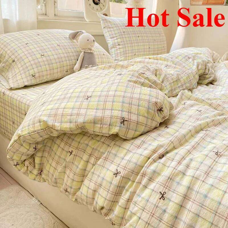 2025 new wrinkled double-layer yarn four-piece set mattress model, cream wind class A cloud feeling super soft kapok kit H260311 H260312 - view 4