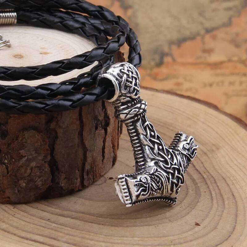 Dropshiping Huge Wolf Thor hammer necklace Mjolnir Viking Amulet Hammer Pendant Norse Jewelry with stainless steel chain H260312