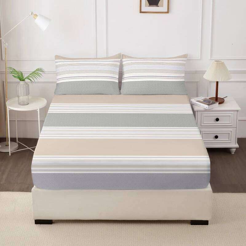 3pcs Printing ultra-fine fiber Fitted Bed Sheet Pillowcase Set Skin Friendly Breathable King size bed sheet Mattress Cover H260311 H260312 - view 3