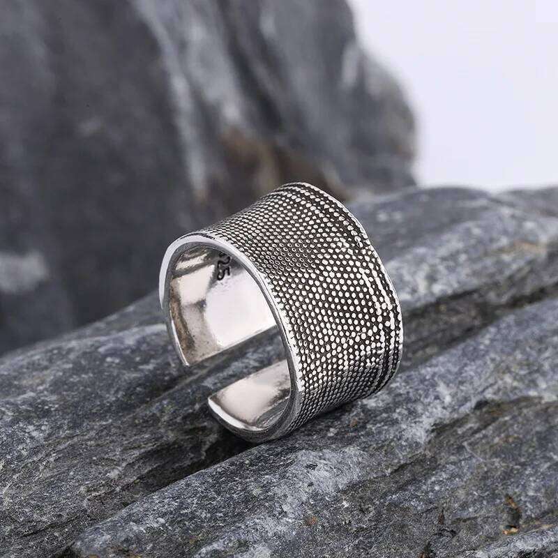 Sterling Silver Bark Irregular Wide Adjustable Rings For Women Wedding Jewelry Accessories Moneys 925 H260312