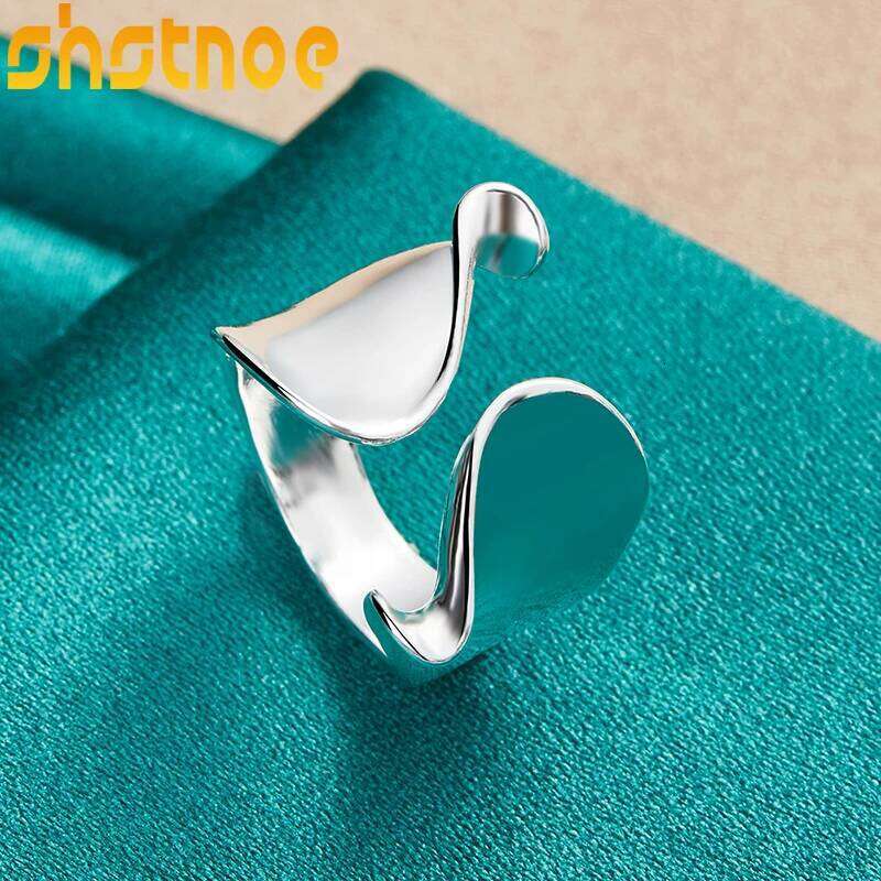 New 925 Sterling Silver Glossy Irregular Open Ring For Women Man Bridal Wedding Bands Abstract Jewelry Fashion Charm Accessories H260312