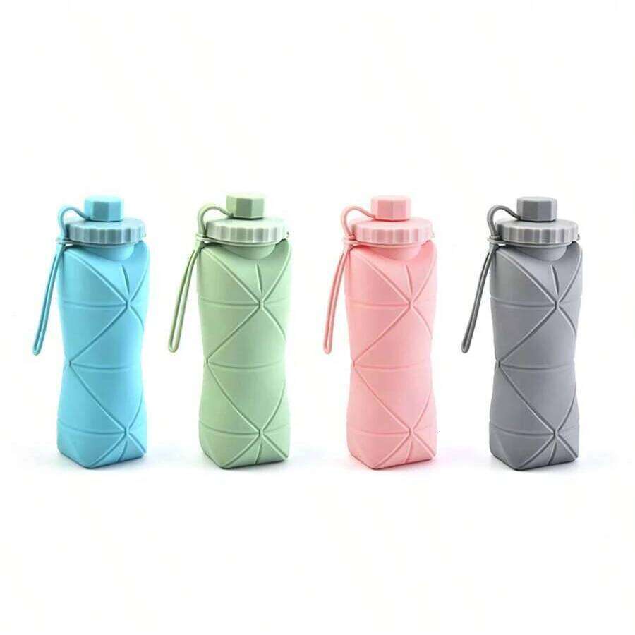 1Pc 600mlLarge Collapsible Silicone Cup-Portable Travel Water Bottle for Outdoor, Food-Grade with Fresh Colors, Foldable Design Z260314