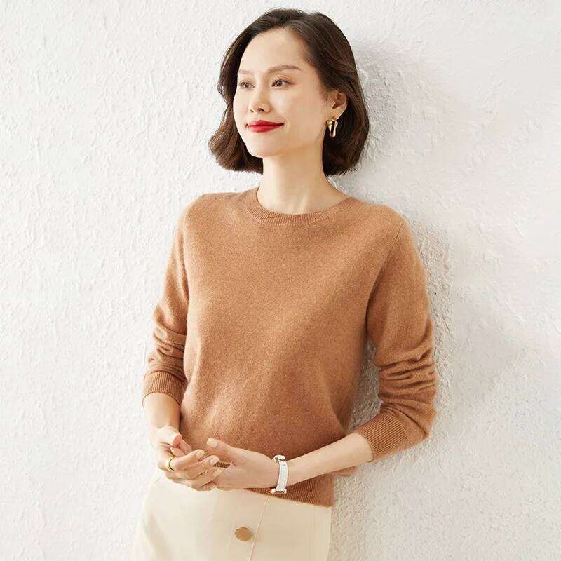 High Quality Pure Colors Spring Autumn Winter European Style Women Fashion Pullovers Knitted Cashmere Wool Sweater Lady Big Size Z260313