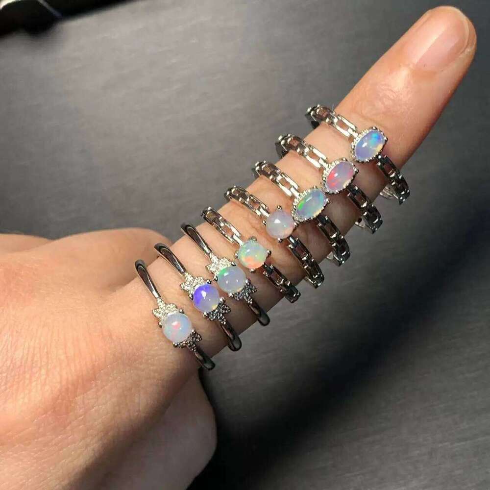 MM Natural Opal Adjustable Female Ring Jewelry for Women Gift Wholesale High Quality Vintage Fine H260312