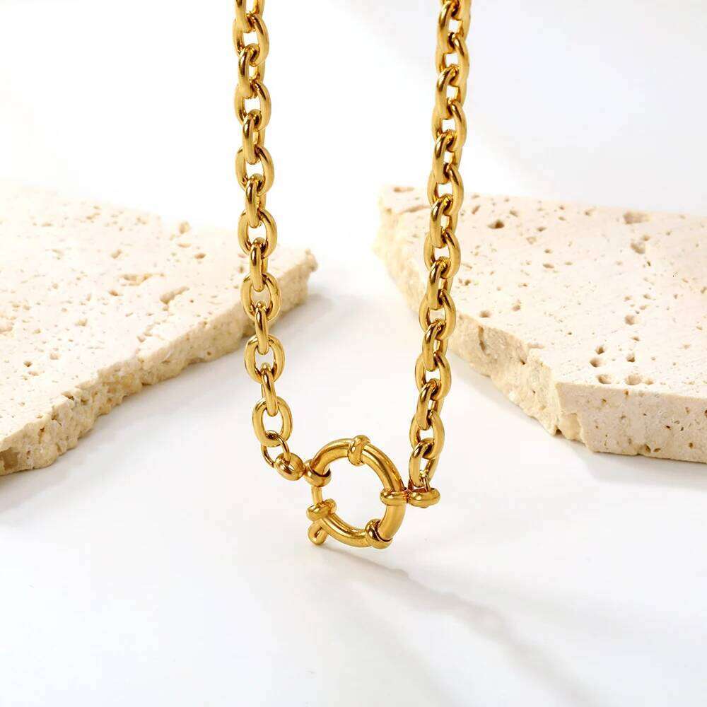 Fashion Stainless Steel Necklace Charm Metal Texture Collar Waterproof for Women's Personality Jewelry Gift H260312