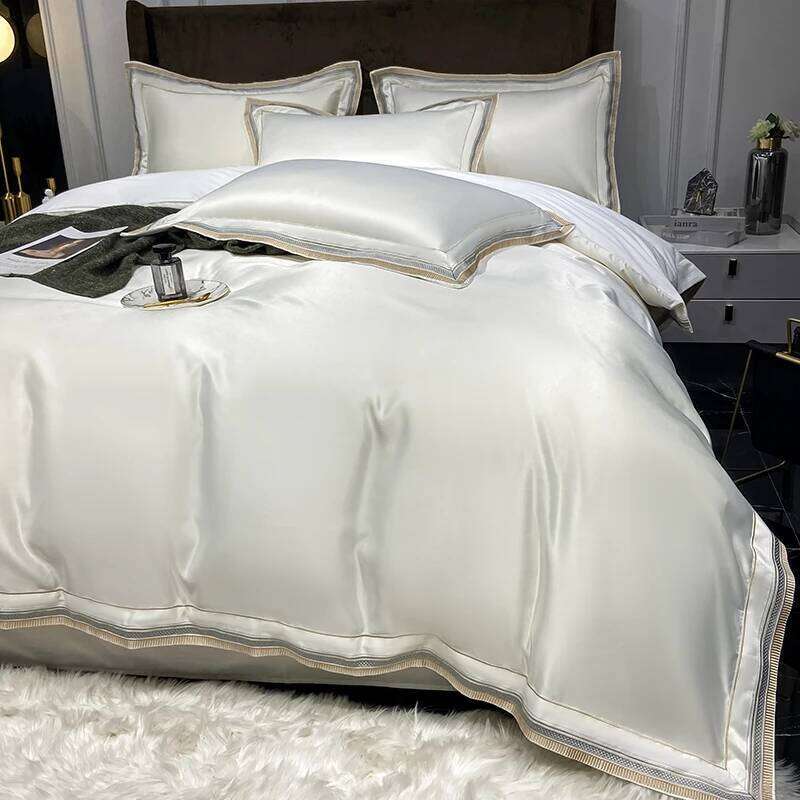 Embroidery King Size 600TC Egyptian Cotton Soft Smooth Duvet Cover Fitted Sheet Pillowcases Hotel Bedding Set H260312 - view 3