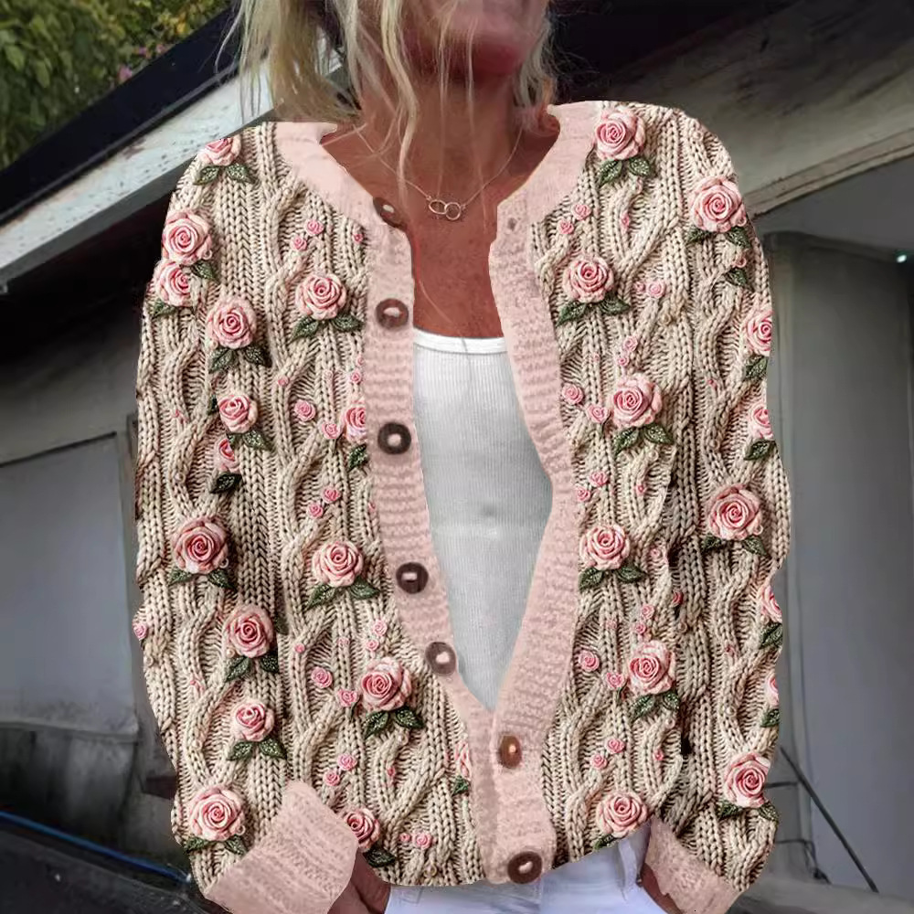 Luxury Brand Designer Clothes New Cross-Border 3D Creative Animal Print Pattern Autumn Stylish Versatile Cardigan For European And American Women'