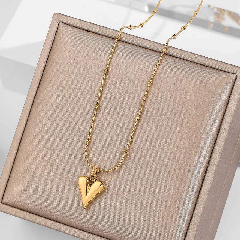 Ramos Temperament Heart Pendant Chain for Women Stainless Steel Stylish Choker Necklace Jewelry Party Gift H260312