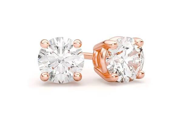 Round Moissanite Stud Earrings in 925 Silver Rose Gold Plated S925 Silver Unique Design Stylish Minimal Everyday Look
