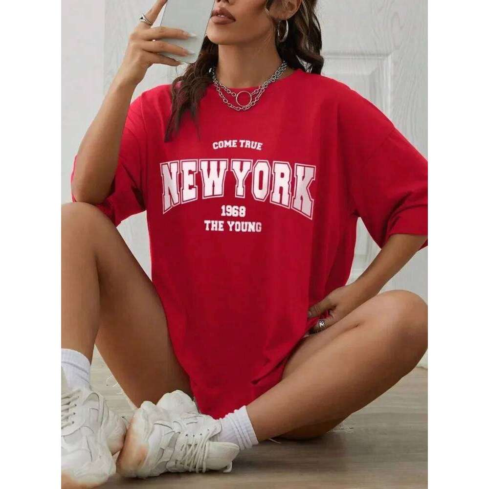 When 1968 The New York Is Young Woman Oversize Daily Tshirts Creativity Streettshirt Individual Casual Clothes Z260314