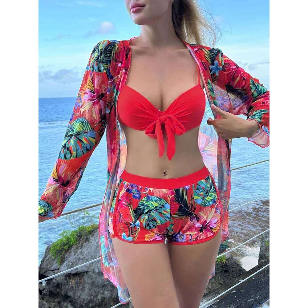 2026 String Three Piece High Waist Bikini Women Push Up Swimwear Female Swimsuit Bathers Bathing Swimming Suit Beachwear Summer Y260303