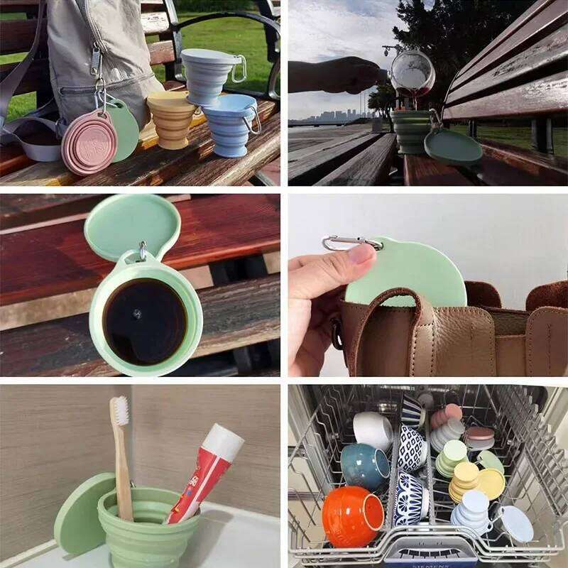 180ML Folding Outdoors with Hanging Hole Creative Water Portable Washing Fashion Travel Silicone Cup Z260313