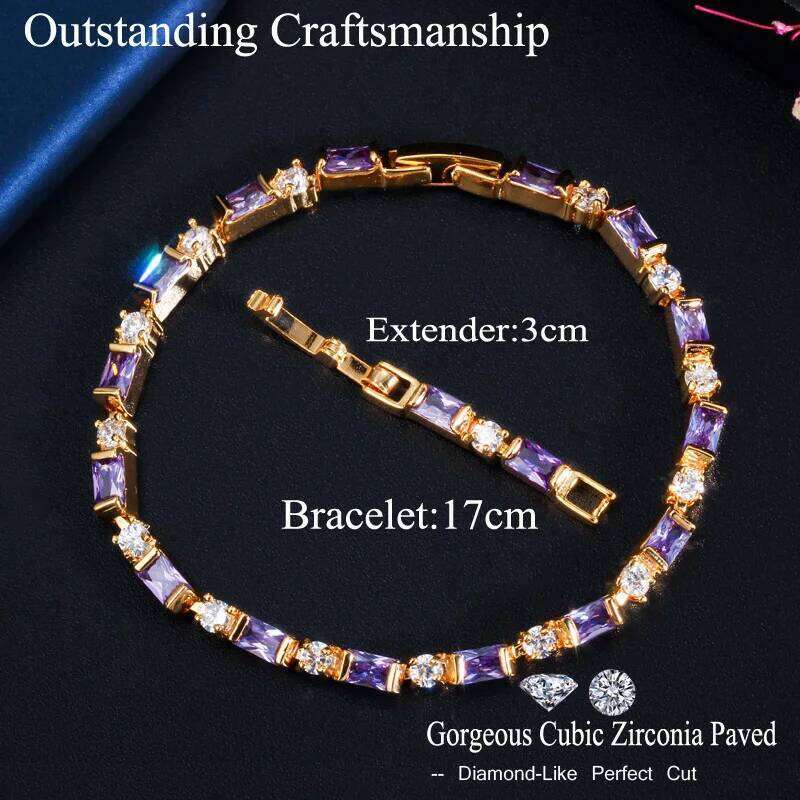 CWWZircons 2023 New Fashion Ladies 585 Gold Color Jewelry Elegant Black CZ Tennis Bracelets for Women Accessories CB208 Z260313