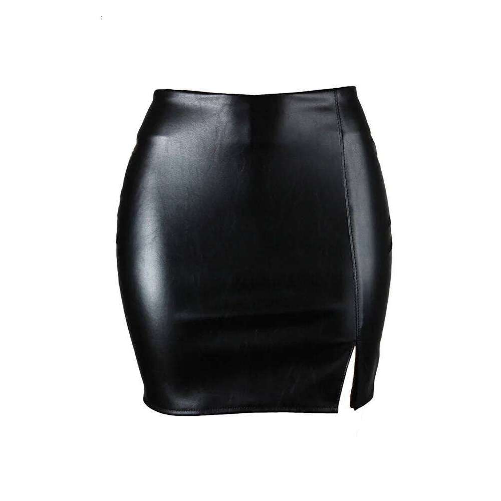 2025 Women Night Clubwear Summer Pure Color PU-leather Zipper Sexy Hip Leather Mini Skirts Z260314