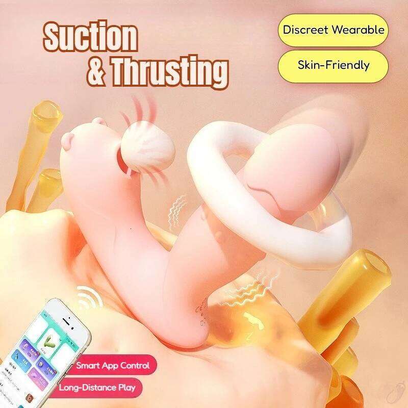 Women's App Control G-Spot Rabbit Vibrator Vibrating & Thrusting Models Heating Clitoral Sucker Little Devil Adult Sex Toys 26H0313
