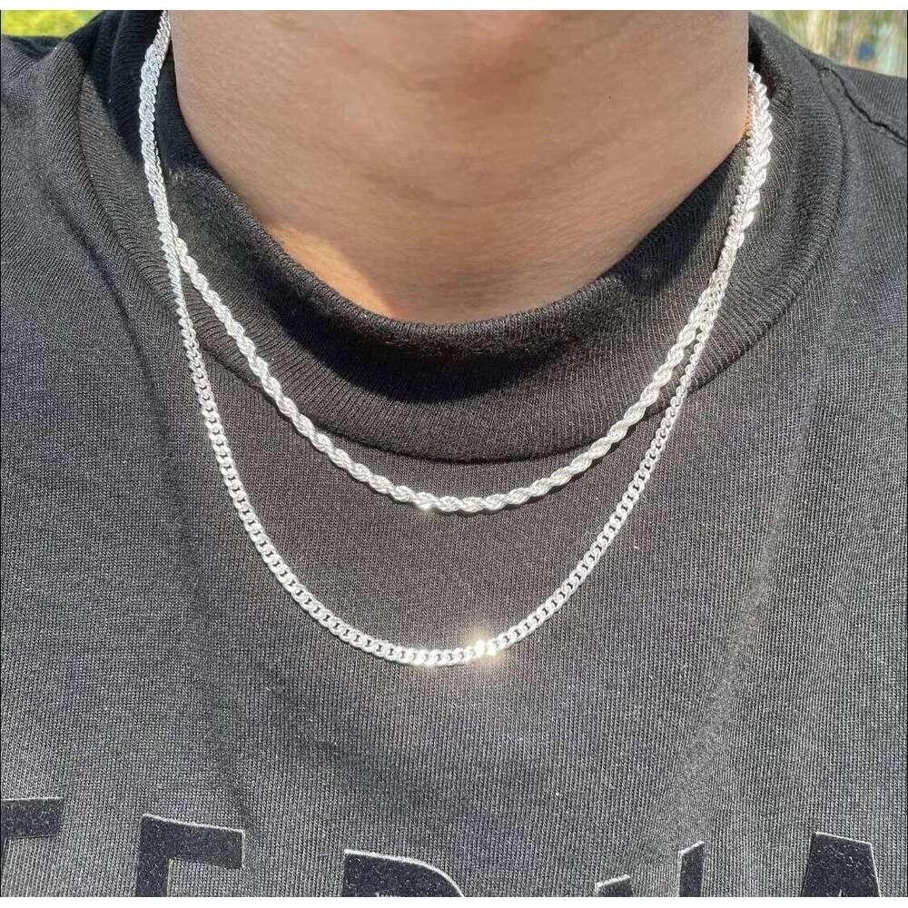 Fashionable Double + Cross, Unisex - 3mm Layered Cuban Chain Necklace Set Minimalist 20-24 Inches Gift H260312